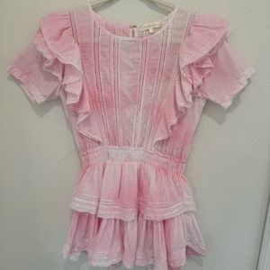 LoveShackFancy Natasha Mini Dress Peony Pink Size P (00)